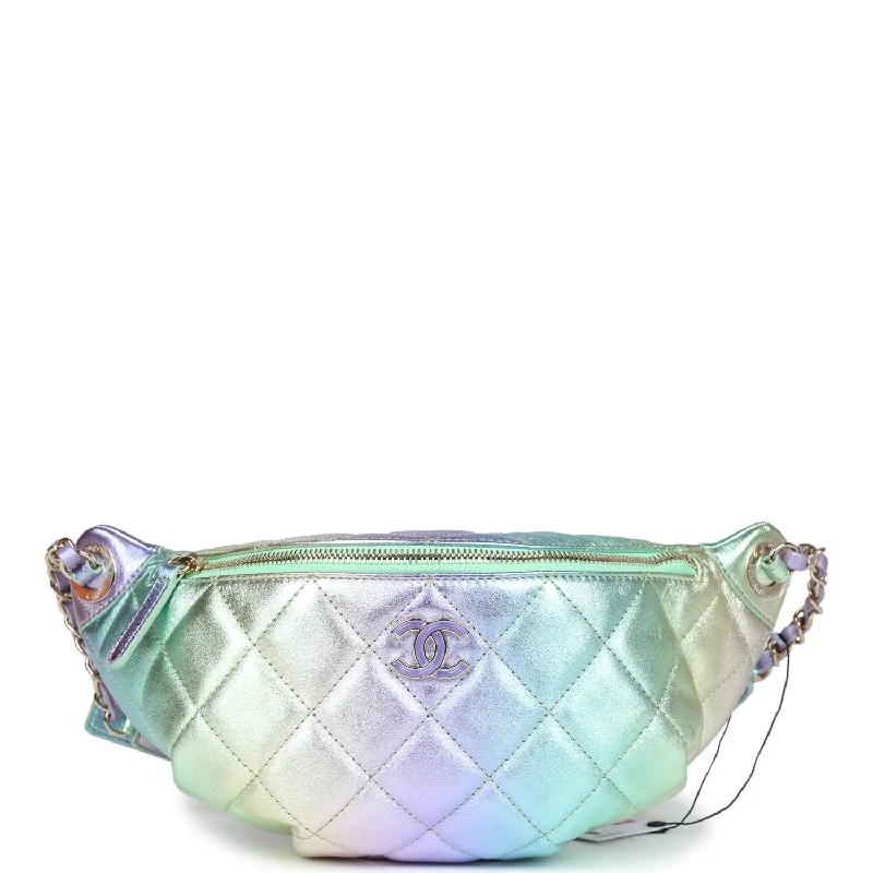 Chanel Belt Bag Rainbow Metallic Lambskin Light Gold Hardware