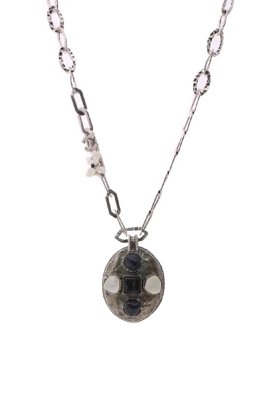 Hammered Stone Pendant Necklace