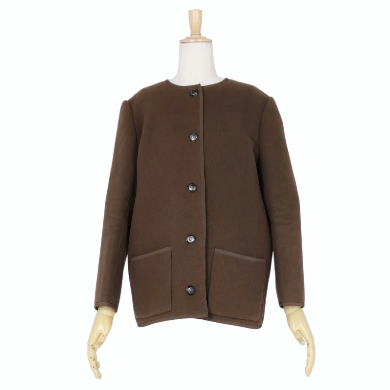 Vint Chanel Chanel Jacket Coat -Color Coco Button Wool No-Land Out  36 (S equivalent) Brown Sexual