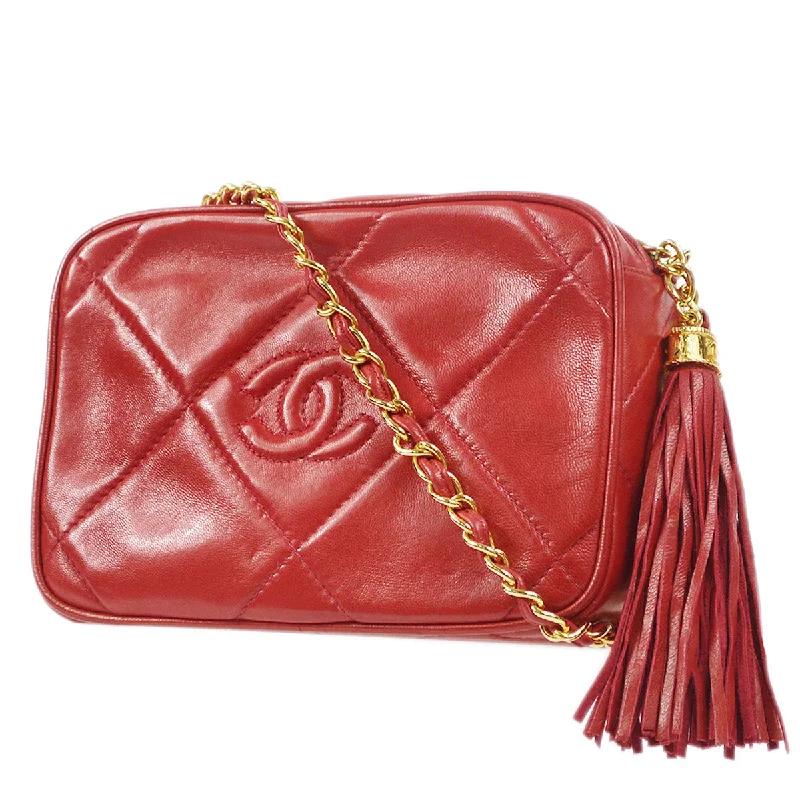 CHANEL 1986-1988 Camera Bag Mini Red Lambskin 97316