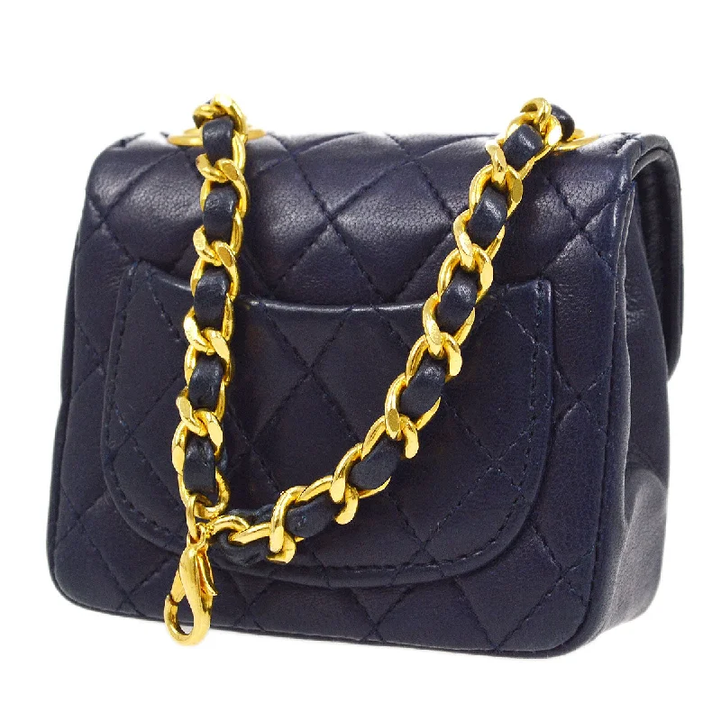 CHANEL 1990s Navy Lambskin Belt Bag Micro 22571