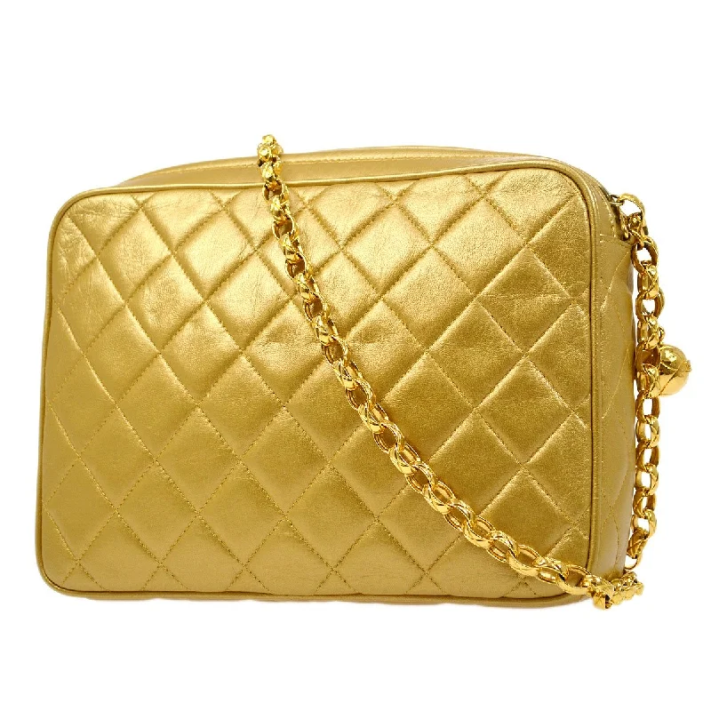 CHANEL 1991-1994 Gold Lambskin Quilted Pocket Camera Bag 81576