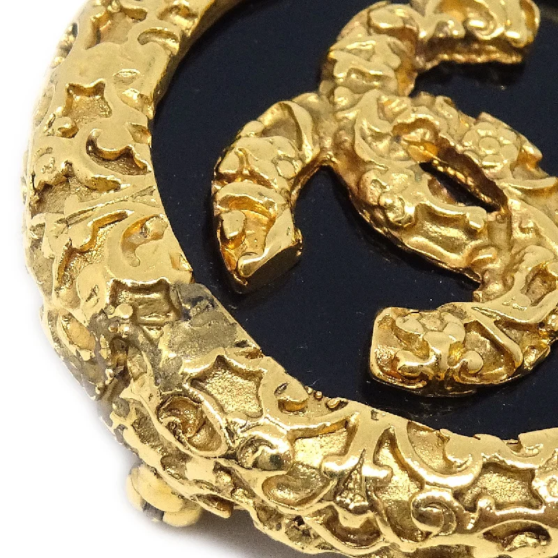 CHANEL 1993 Brooch Pin Gold Black