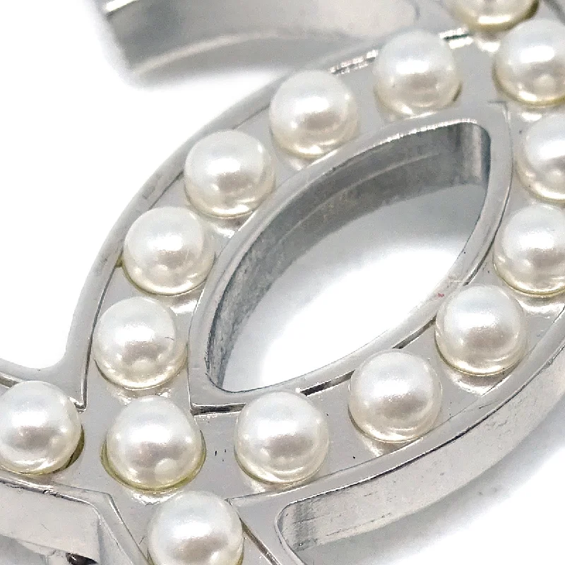 Chanel Artificial Pearl Brooch Pin Silver