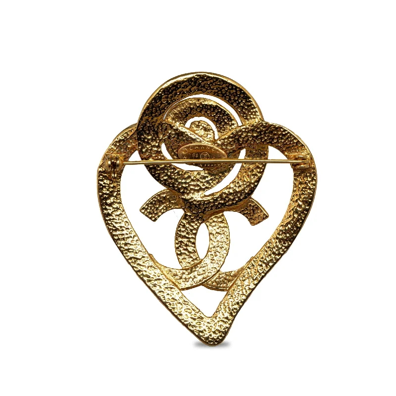 CHANEL CC Heart Brooch Costume Brooch