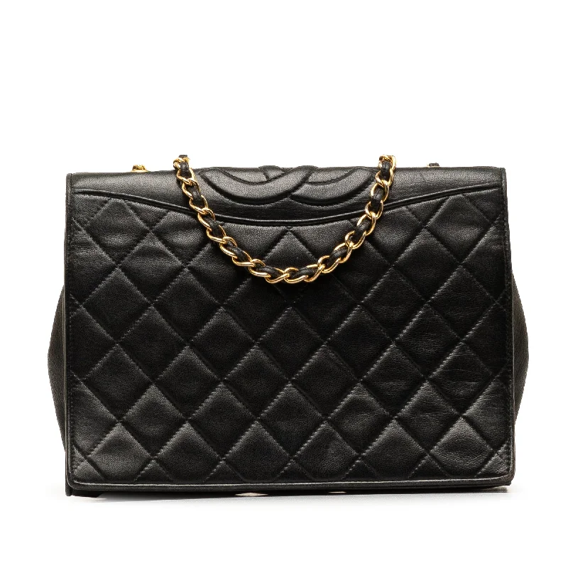 CHANEL CC Quilted Lambskin Full Flap Crossbody Bag