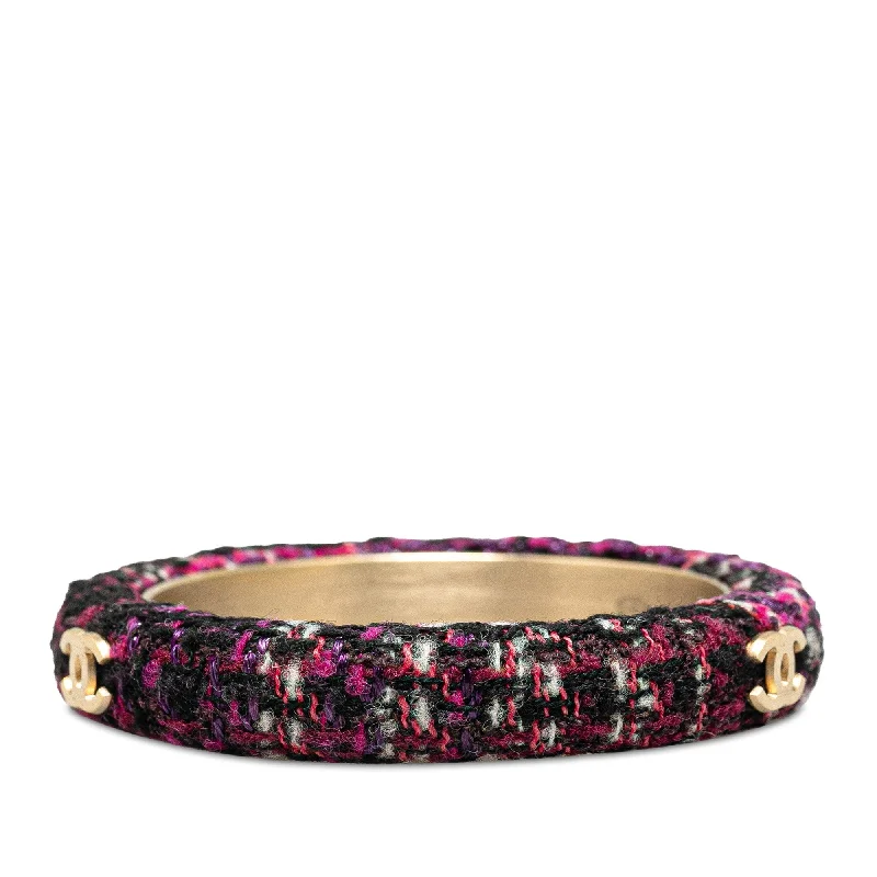 CHANEL CC Tweed Bangle Costume Bracelet