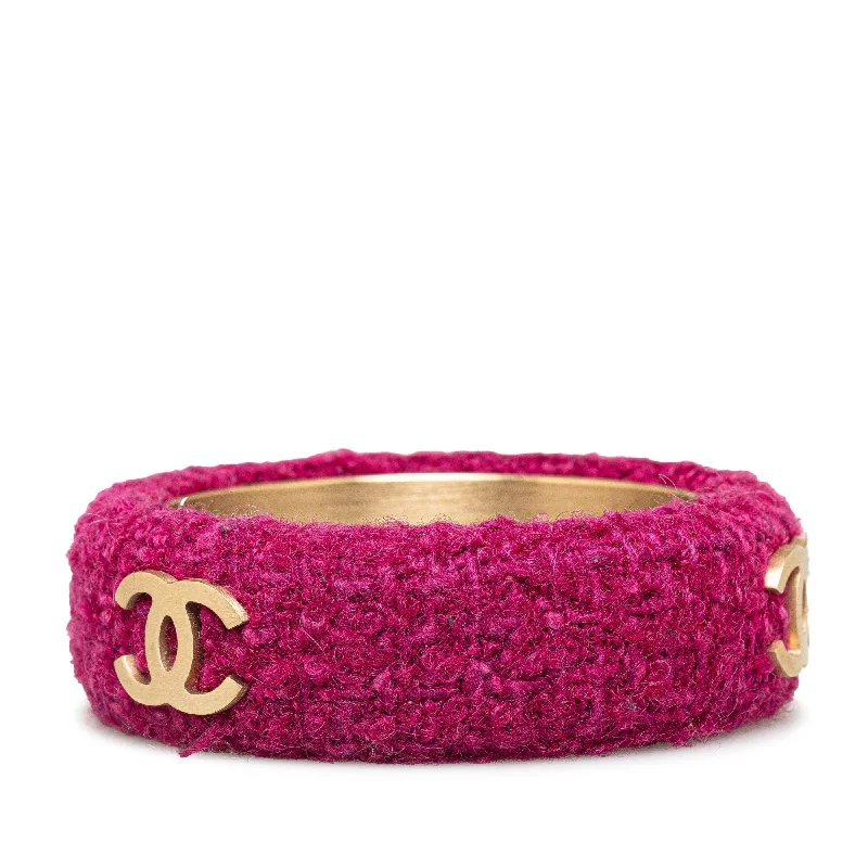 CHANEL CC Tweed Bangle Costume Bracelet