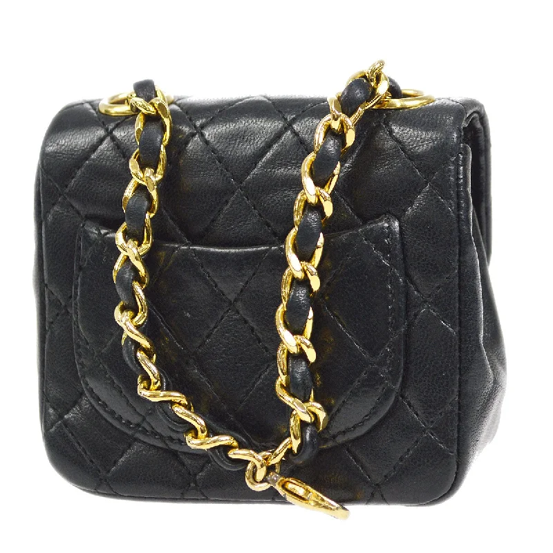 CHANEL Classic Flap Micro Bum Belt Bag Gold Chain Black Lambskin 25543