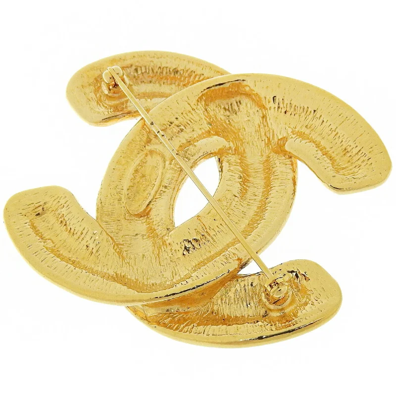 CHANEL Cocomark Brooch Matelasse Vintage Gold Plated Ladies