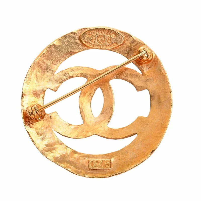 CHANEL Cocomark Circle Brooch Gold Ladies