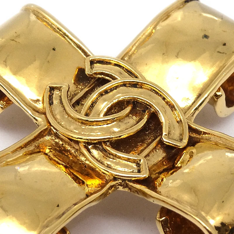 Chanel Cross Brooch Pin Corsage Gold 94P