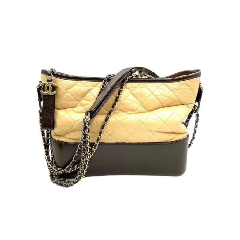 Gabrielle Hobo Medium Aged Calfskin Quilted Beige Black MHW