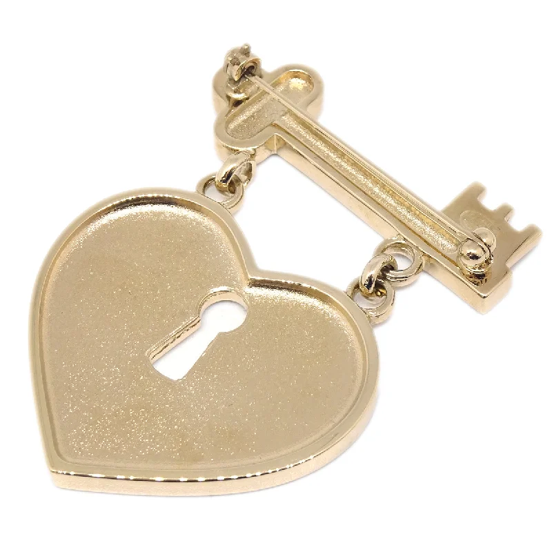 Chanel Heart Rhinestone Brooch Gold 02P