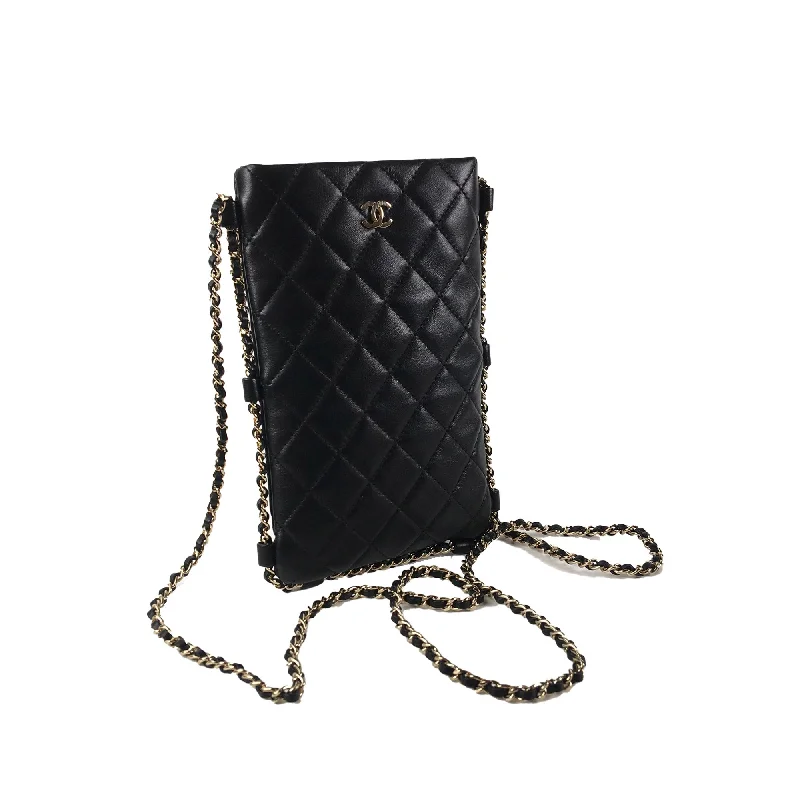 CHANEL Lambskin Chain Around Phone Holder Crossbody Crossbody Bag