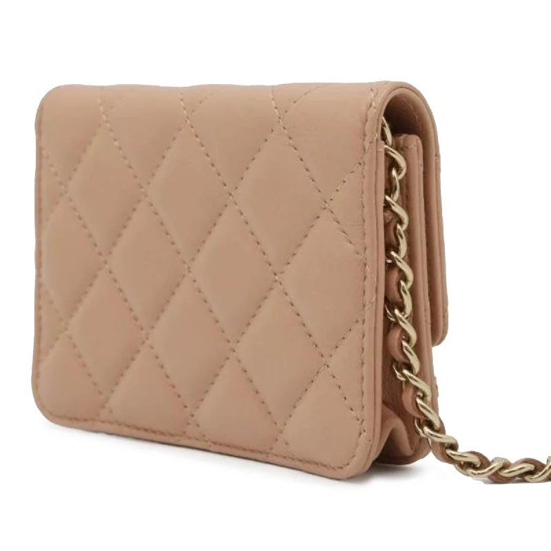 CHANEL Lambskin Mini Clutch with Chain Crossbody Bag