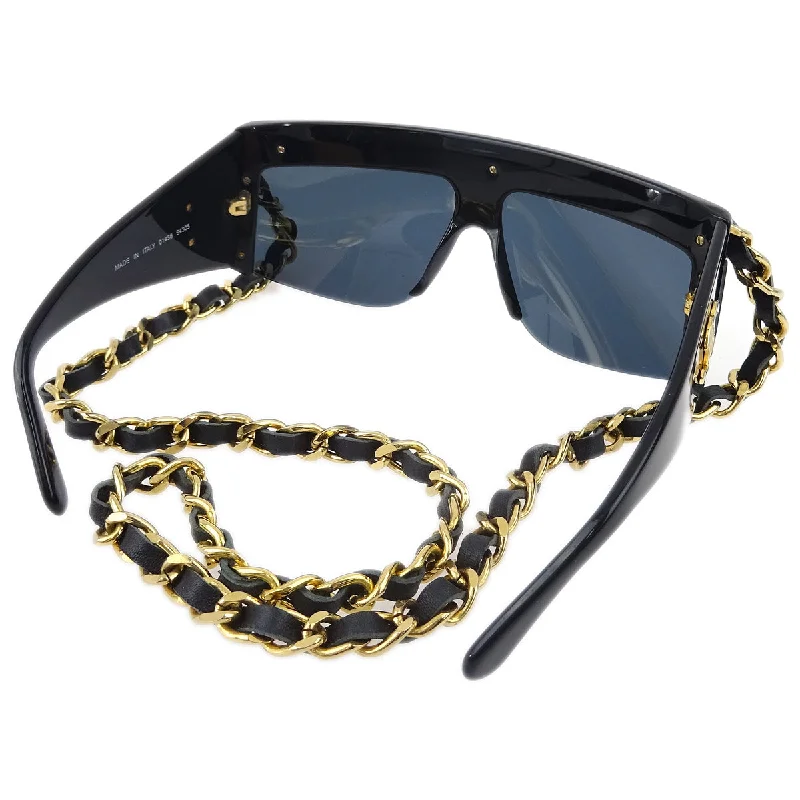 Chanel Chain Sunglasses Eyewear Black Small Good