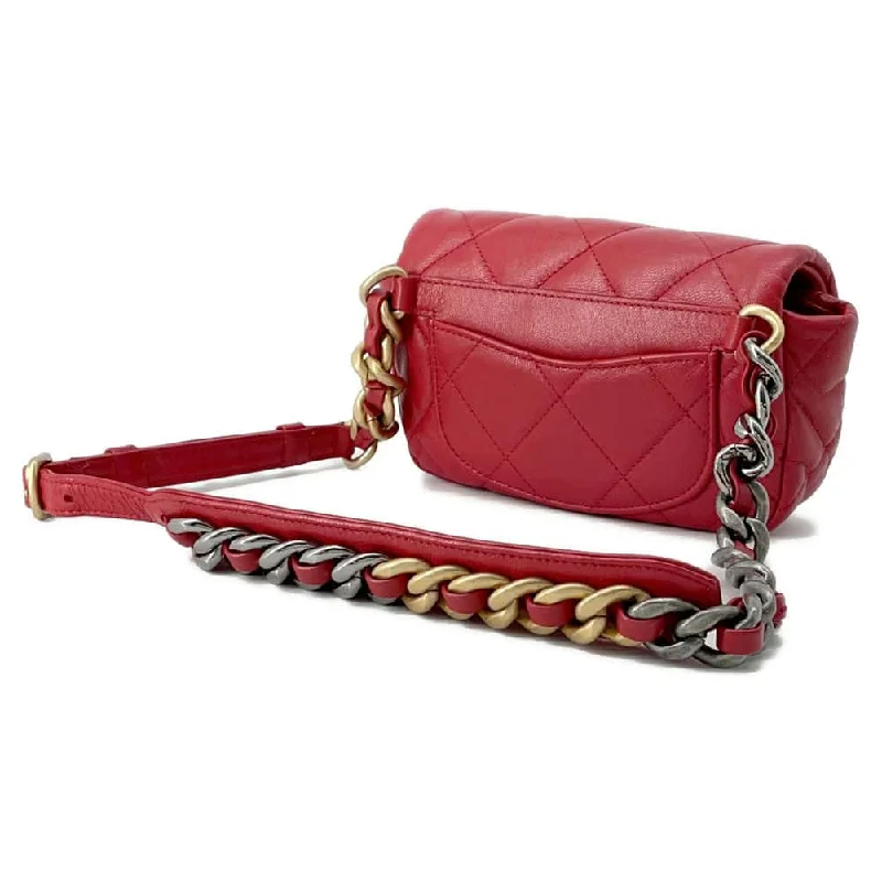 CHANEL CHANEL19 Belt Bag Red AS1163 Lambskin