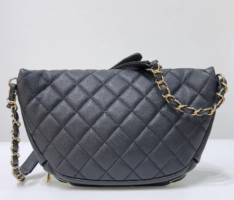 Chanel Black Quilted Caviar Leather Business Affinity Waist Belt Bag (not have card)