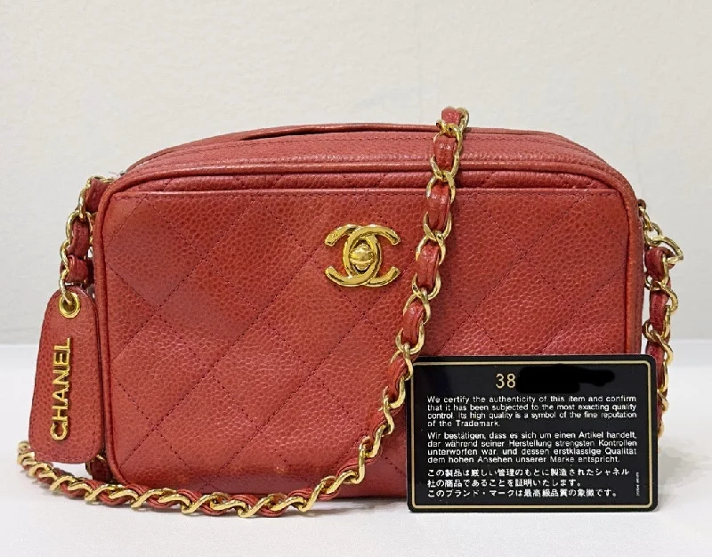 Chanel Caviar Quilted Camera Case Red