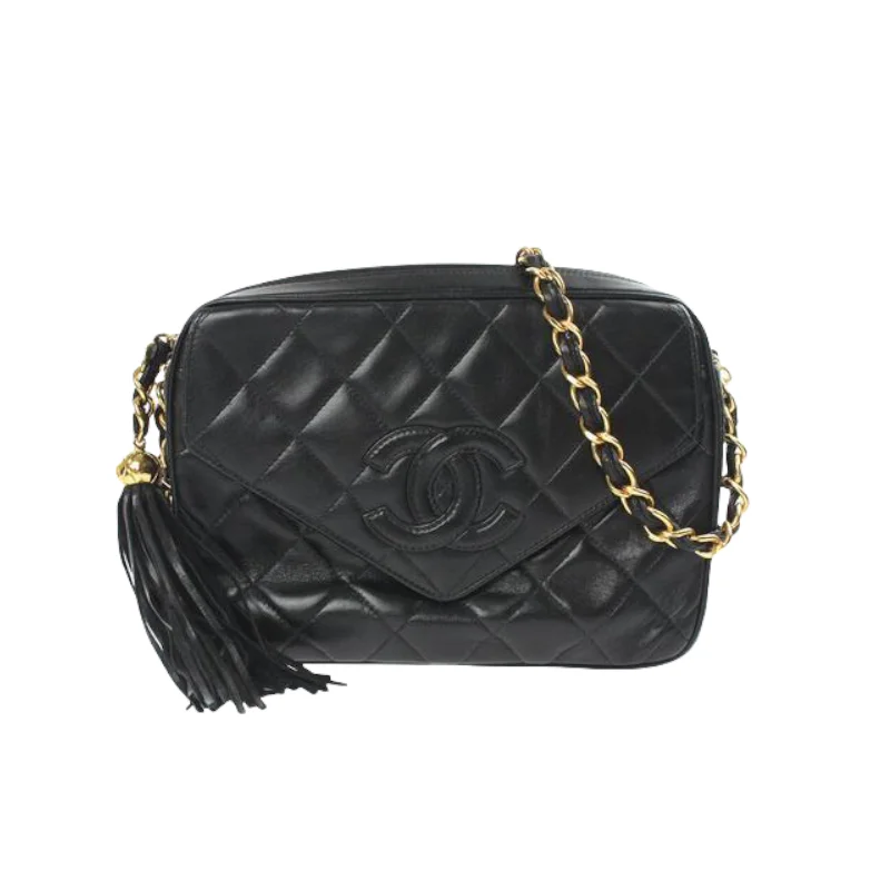 CC Classic Tassle Lambskin Camera Bag Black GHW