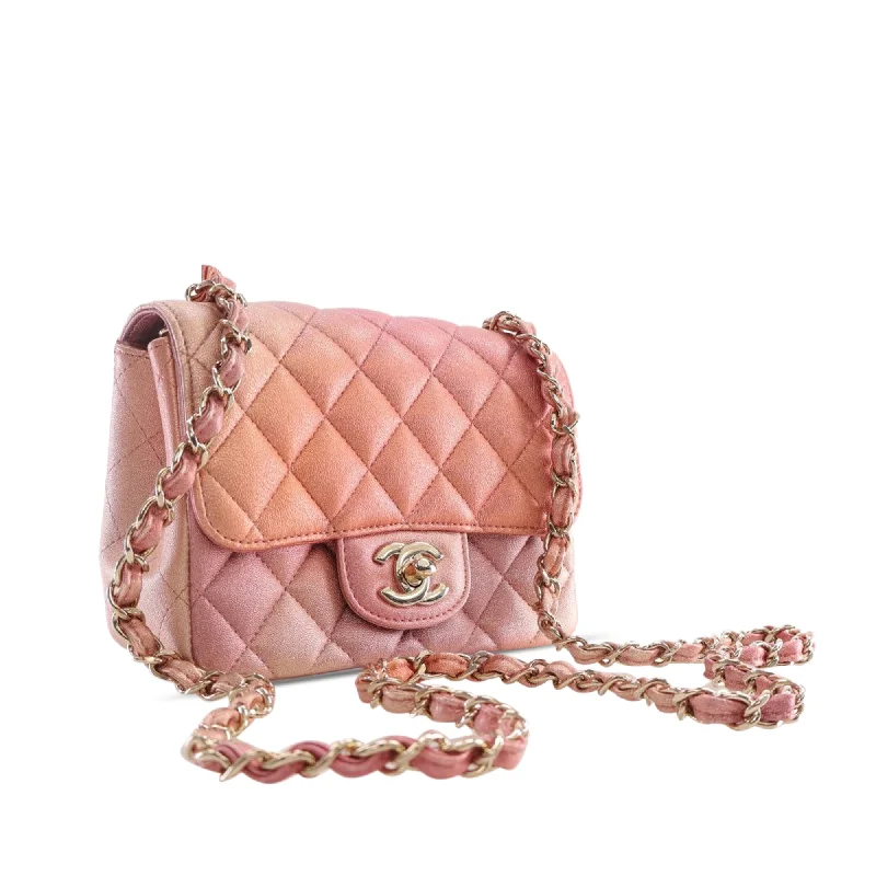 CHANEL Mini Square Ombre Iridescent Lambskin Flap Crossbody Bag